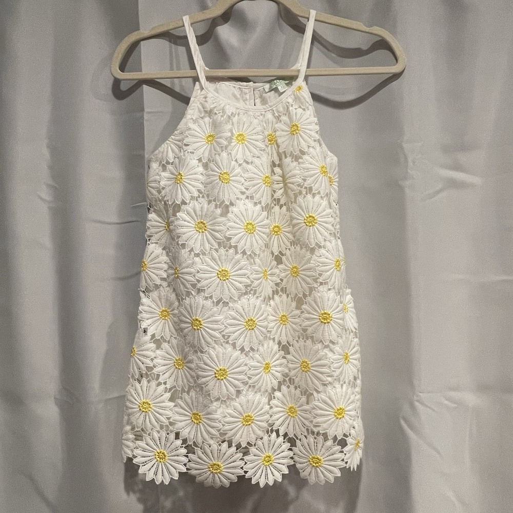 Jade Melody Tam Top Womens XS Yellow Sunflower Embroidered Sleeveless Blouse
